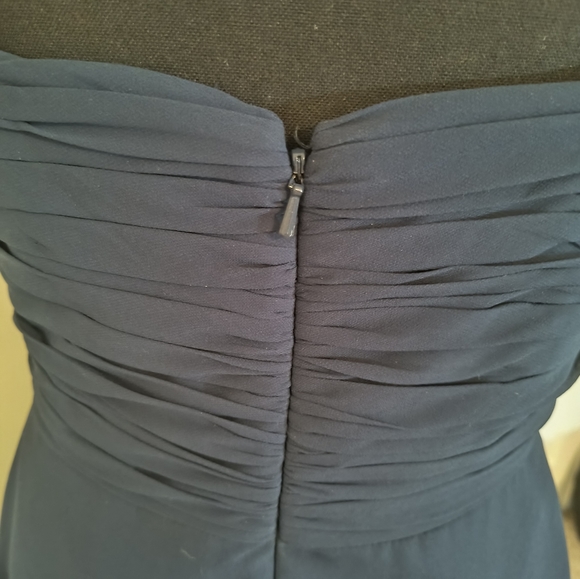 Bill Levkoff Navy Blue Shiloh Chiffon Sweetheart Bridesmaid Dress Size 10 - Picture 5 of 12